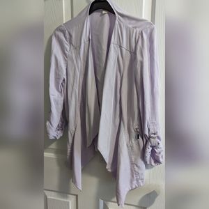Chicos lilac open front zipper pocket jacket Sz: 0